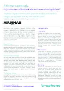 Airinmar case study Truphone’s unique mobile network helps Airinmar communicate globally 24/7 