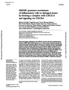 Published February 27, 2012  Article HMGB1 promotes recruitment of inflammatory cells to damaged tissues