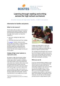 Brochure for parents: Learning through reading and writing
