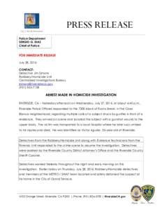 PRESS RELEASE Police Department SERGIO G. DIAZ Chief of Police  FOR IMMEDIATE RELEASE