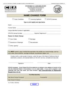 Name Change Form-California Board of Accountancy