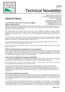 June 2009 Number 64 Technical Newsletter General News Last chance to sign-up for the year’s biggest