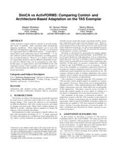 SimCA vs ActivFORMS: Comparing Control- and Architecture-Based Adaptation on the TAS Exemplar Stepan Shevtsov M. Usman Iftikhar