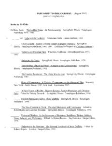 BEDE GRIFFITHS BIBLIOGRAPHY (works in English only) (AugustBooks by Griffiths:
