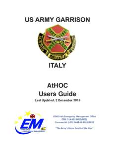 AtHOC Users Guide Last Updated: 2 December 2015 THIS PAGE INTENTIONALLY LEFT BLANK