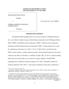 UNITED STATES DISTRICT COURT FOR THE DISTRICT OF COLUMBIA __________________________________________ ) WMI LIQUIDATING TRUST, )