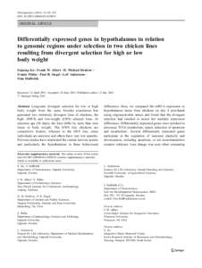 Neurogenetics:211–221 DOIs10048ORIGINAL ARTICLE  Differentially expressed genes in hypothalamus in relation