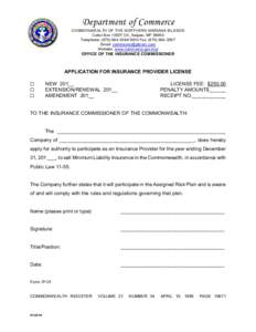 Department of Commerce COMMONW EALTH OF THE NORTHERN MARIANA ISLANDS Caller BoxCK, Saipan, MPTelephone: (3000 Fax: (Email:  W ebsite: www.commerce.gov.mp/