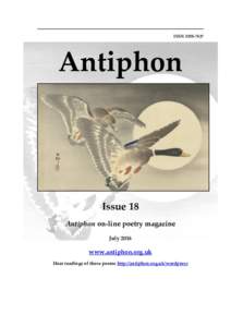 ISSNAntiphon Issue 18 Antiphon on-line poetry magazine