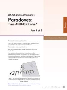 Of Art and Mathematics  Paradoxes: feature