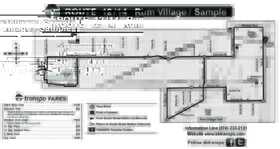 ROUTERum Village / Sample Western Ave. Limit 2 children per fare paying adult.  Return to South Street Station (Inbound)