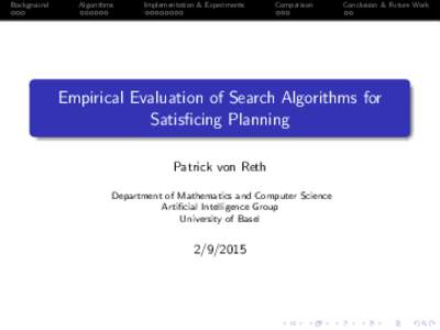 Background  Algorithms Implementation & Experiments