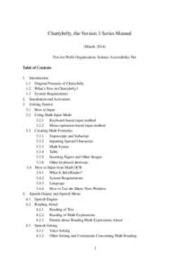 ChattyInfty, the Version 3 Series Manual (March, 2014) Not-for-Profit Organization, Science Accessibility Net Table of Contents 1.
