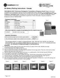 4GV/Y30/S/** CAN/ICC (** DOM) PK-Battery Packing Instructions - Canada CAN/CGSB “Performance Packaging for Transportation of Dangerous Goods”Shipper must ensure