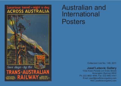 Australian and International Posters Collectors’ List No. 149, 2011