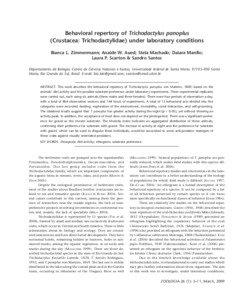 Behavioral repertory of Trichodactylus panoplus (Crustacea: Trichodactylidae) under laboratory conditions Bianca L. Zimmermann; Anaide W. Aued; Stela Machado; Daiara Manfio;