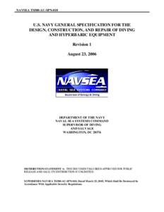 General Specification for the Design, Construction and Repair of Diving and Hyperbaric Equipment