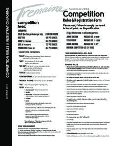 COMPETITION RULES & REGISTRATION FORMS SUMMER 2014 Summer[removed]Competition