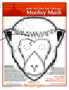 Make Your Own Toque Macaque  Monkey Mask DIRECTIONS: