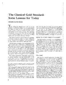 The Classical Gold Standard: Some Lessons for Today