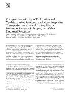 Comparative Affinity of Duloxetine and Venlafaxine for Serotonin and Norepinephrine Transporters in vitro and in vivo, Human