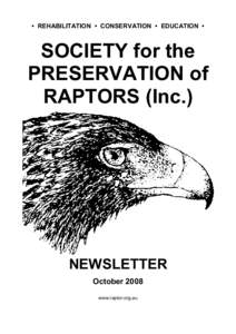 • REHABILITATION • CONSERVATION • EDUCATION •  SOCIETY for the PRESERVATION of RAPTORS (Inc.)