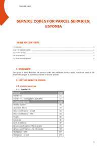 Parcel data import  SERVICE CODES FOR PARCEL SERVICES: ESTONIA  TABLE OF CONTENTS