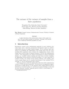 The variance of the variance of samples from a finite population