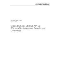 Oracle Berkeley DB SQL API vs. SQLite API – Integration, Benefits and Differences