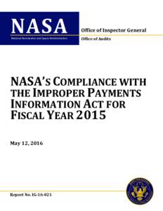 NASA National Aeronautics and Space Administration Office of Inspector General Office of Audits
