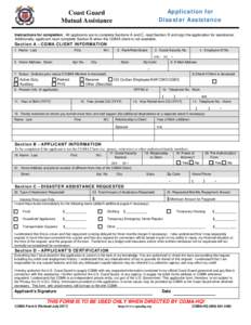 Application for Disaster Assistance Coast Guard Mutual Assistance
