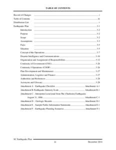 TABLE OF CONTENTS Record of Changes .................................................................................................................. i  Table of Contents