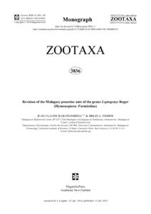 Revision of the Malagasy ponerine ants of the genus Leptogenys Roger (Hymenoptera: Formicidae)