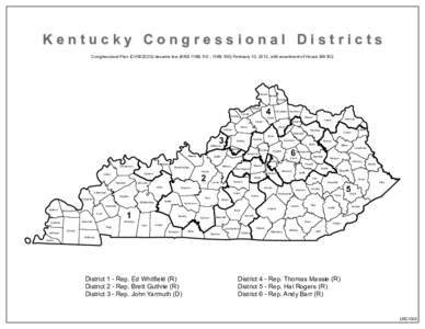 Kentucky Congressional Districts Congressional Plan (CH302C02) became law (KRS 118B[removed]118B.160) February 10, 2012, with enactment of House Bill 302. Boone  4