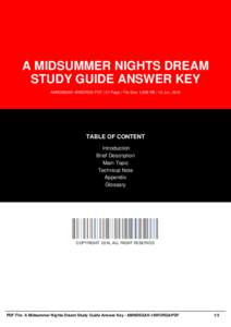 A MIDSUMMER NIGHTS DREAM STUDY GUIDE ANSWER KEY AMNDSGAK-16WORG8-PDF | 51 Page | File Size 1,958 KB | 18 Jun, 2016 TABLE OF CONTENT Introduction