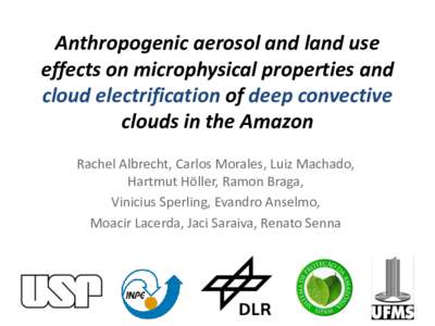 Anthropogenic aerosol and land use effects on microphysical properties and cloud electrification of deep convective clouds in the Amazon Rachel Albrecht, Carlos Morales, Luiz Machado, Hartmut Höller, Ramon Braga,