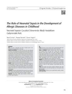 Ori­gi­nal Ar­tic­le / Orijinal Araştırma  J Pediatr Res 2016;3(4):175-9 DO­I: jprThe Role of Neonatal Sepsis in the Development of
