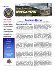MayCounty of Orange RACES NetControl Newsletter of the County of Orange Radio Amateur Civil Emergency Service
