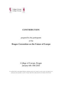 CONTRIBUTION prepared by the participants of the Bruges Convention on the Future of Europe