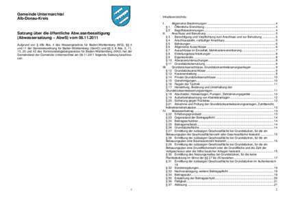 Gemeinde Untermarchtal Alb-Donau-Kreis Inhaltsverzeichnis: I.