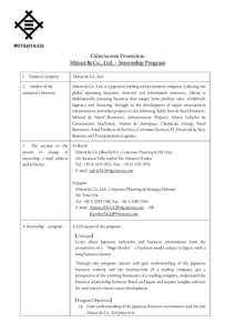 Ciência sem Fronteiras Mitsui & Co., Ltd. – Internship Program 1. Name of company