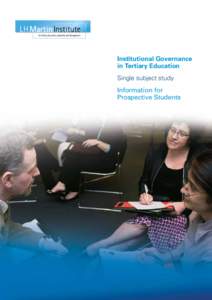 Institutional Governance in Tertiary Education Single subject study Information for Prospective Students