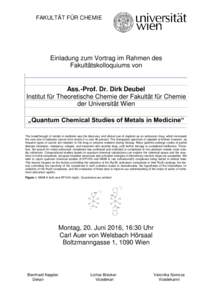 FAKULTÄT FÜR CHEMIE  Einladung zum Vortrag im Rahmen des Fakultätskolloquiums von __________________________________________________________________________