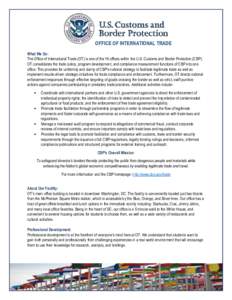 U.S. Customs and Border Protection Office of International Trade site description