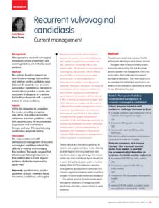 Recurrent vulvovaginal candidiasis – current management