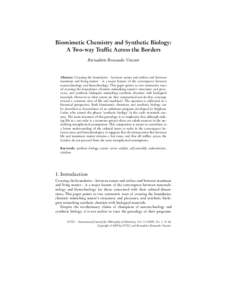 Biomimetic Chemistry and Synthetic Biology: A Two-way Traffic Across the Borders