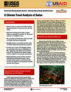 Famine Early Warning Systems Network—Informing Climate Change Adaptation Series  A Climate Trend Analysis of Sudan Warrap, and North Bahr el Ghazal). [Please see “Objectives and Methods” for state names and populat