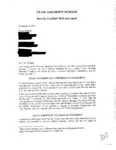 CEASE AND DESIST DHMAND Sent by Certifîecl MaiI and email I)car Mr. Eckhart: my employer, Carrier IQ. Inc., to notity ¡or1 tl¡at.¡1our unlawful 