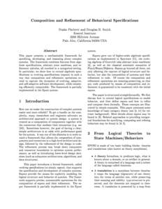 Composition and Renement of Behavioral Specications Dusko Pavlovic and Douglas R. Smith Kestrel Institute 3260 Hillview Avenue Palo Alto, CaliforniaUSA