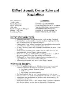 Microsoft Word - Gifford Aquatic Center Rules and Regulations.doc
